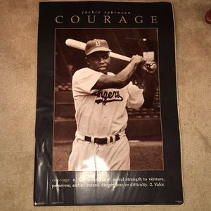 Vintage JACKIE ROBINSON LARGE 36” x 24” COURAGE Poster Licensed & Authorized.